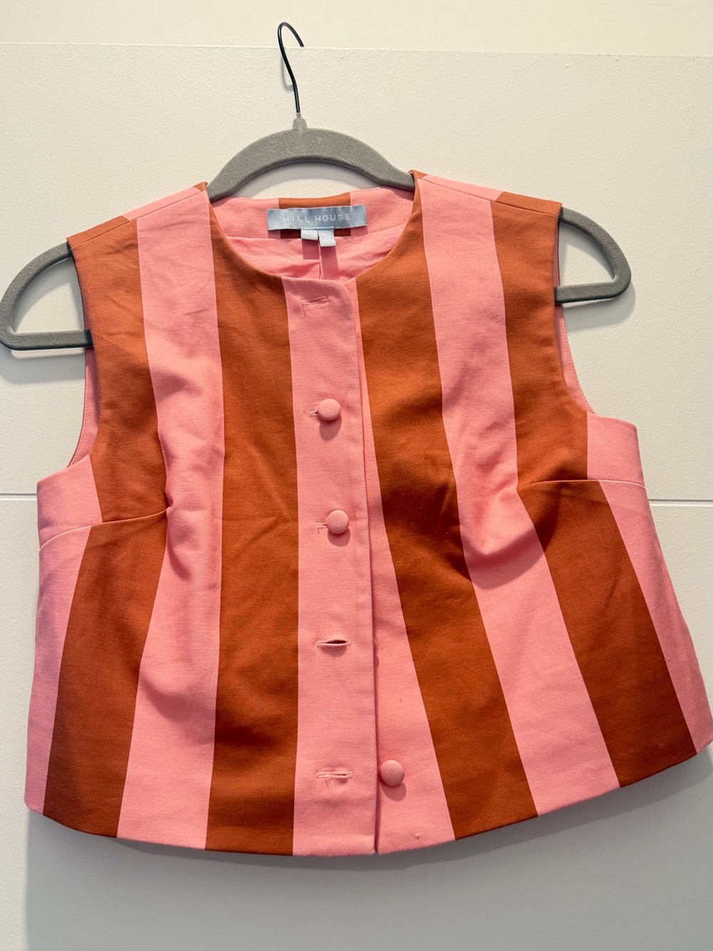 Hill House Sleeveless Button Front Top in Pink and Brown